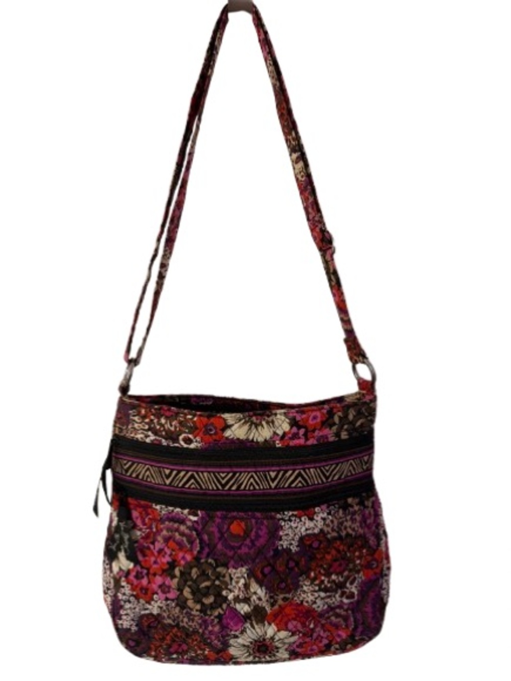 Vera Bradley “Rosewood” Triple Zip Hipster Crossbody Bag- Retired Pattern EUC